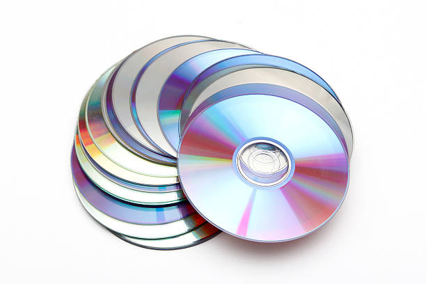 Many CDs on white background
